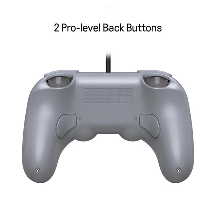 8Bitdo Pro 2 Wired Controller with Customize Back Buttons & Modifiable Vibration for Switch, Steam Deck, PC Windows and Raspberry Pi (Gray Edition)