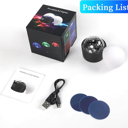 Disco Ball Lights Battery Operated Party Lights Sound Activated DJ Lights Rechargeable Portable for Outdoor Indoor Disco Light for Home Room Car Graduation Party Decorations Halloween Christmas