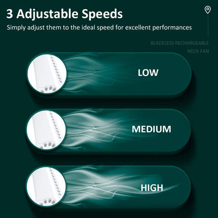 Bladeless Neck Fan With 360° Airflow, Portable HandsFree Small Usb Fan Rechargeable Battery Operated Personal Mini Cooling Fan