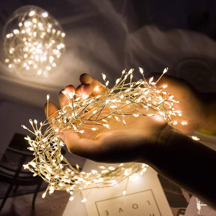 HANNAHONG 100 LED Fairy String Light with Remote for Wreath/Garland,Mantel,Christmas Tree,Dorm,Bottel/Jar Decor,Bright Dimmable USB Plug in Silver Wire Twinkle Lights,Waterproof(2 Pack,Warm White)