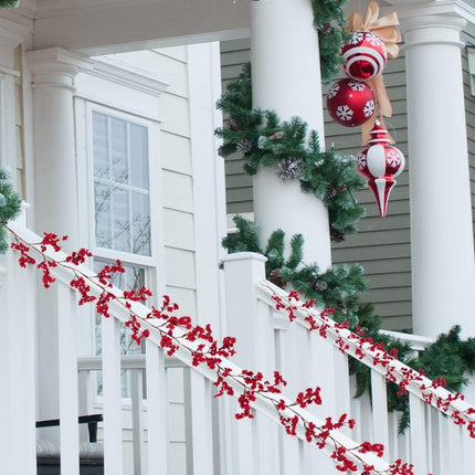 IUIBMI 6Ft Artificial Red Berry Garland Holiday Garland Christmas Red Berry Garland with Bendable Stems for Holiday Fireplace Stairs Table Decorations(#1)
