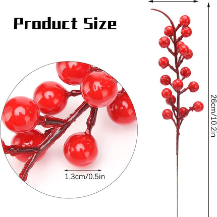 30 Pcs Red Holly Berries for Christmas Tree Red Berries Picks Christmas Holly Berry Branch for Christmas Tree Decoration DIY Crafts Wreath Home Decor