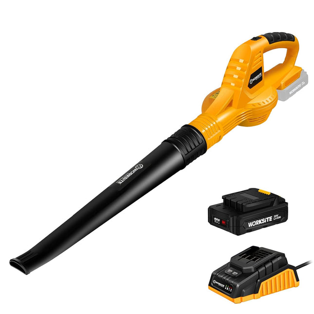 WORKSITE Leaf Blower, 20V Cordless Leaf Blower, 140 MPH 155 CFM Battery Powered Leaf Blower with 2.0Ah Battery & Fast Charger
