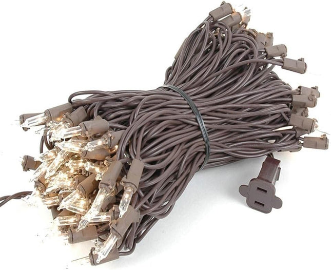 Novelty Lights 50FT 100 Light Brown Christmas Lights, Lights With Brown Cord UL Listed For Indoor/Outdoor Use, Snap Lock Socket With Long Life Bulb, Christmas Tree Lights Indoor (Clear)