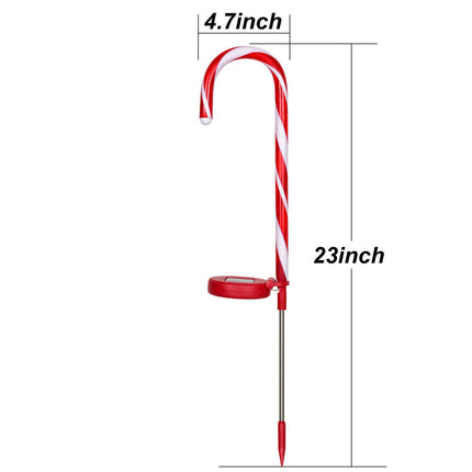 Candy Cane Solar Lights Christams Ourdoor Decoration Clearance - 4 Pack Outdoor Candy Cane Stakes with Built-in LED Lights for Pathway Walkway Christmas Decorations, 23 inch