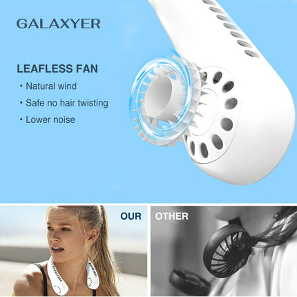 Neck Fan With Screen Display And 5 Speeds Levels, Usb Rechargeable Bladeless Cooling Fan, Quiet Neck Cooler Personal Hanging