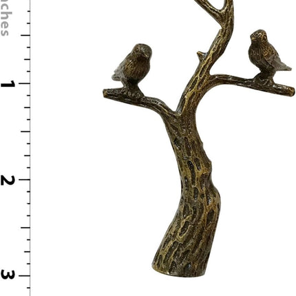 Royal Designs Small Birds in Tree 3" Lamp Finial for Lamp Shade, Antique Brass - Set of 2