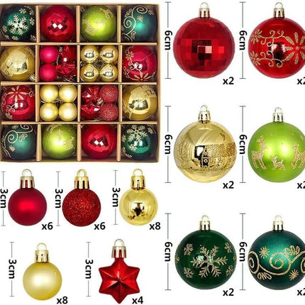 44pcs Christmas Ball Ornaments,Christmas Ball Ornaments Set for Christmas, Holiday, Wreath & Party Decorations,with Hanging Loop (44pcs, Greenred) (Style01)