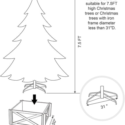 Glitzhome 24.5" L Farmhouse Handcrafted Wooden Tree Collar Tree Base Cover Decorative Christmas Tree Skirt Tree Box, Red