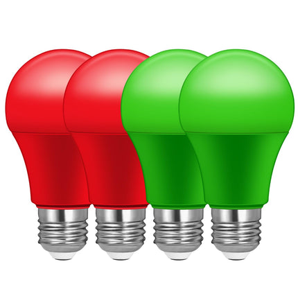 Red Light Bulbs Green Light Bulbs, [4 Pack] A19 LED Red and Green Bulbs, Christmas Light Bulbs, 60W Equivalent 9W, E26 Red Green Porch Light Bulb Outdoor for Christmas, Party, Home Lighting