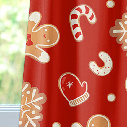 Christmas Valances for Windows Gingerbread Man Christmas Kitchen Curtain Valances Rod Pocket Snowflake Red Window Curtain Treatment Short Topper Curtains Seasonal Valance Christmas Decor, 42x18 Inch