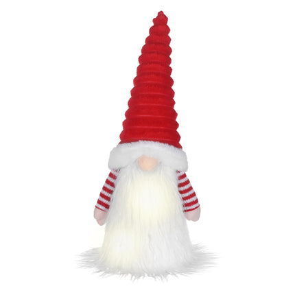 Valery Madelyn Lighted Christmas Tree Topper Gnome with Timer, 16.5 Red and White Fabric Cute Santa Gnome Tree Topper with LED Lights for Party Ornaments Christmas Decoration Indoor, Battery Operated