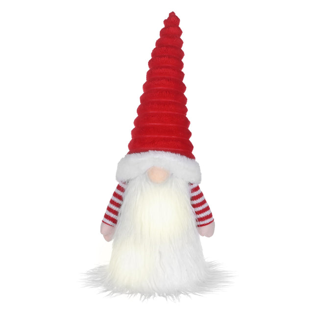 Valery Madelyn Lighted Christmas Tree Topper Gnome with Timer, 16.5 Red and White Fabric Cute Santa Gnome Tree Topper with LED Lights for Party Ornaments Christmas Decoration Indoor, Battery Operated