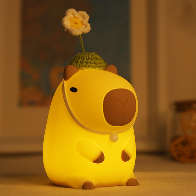 Attivolife Capybara Night Light for Kids, Cute Animal Soft Silicone LED Lamp with Dimmable and Timer, Portable Rechargeable Bedroom Bedside Table Decor, Birthday Christmas s for Children Baby