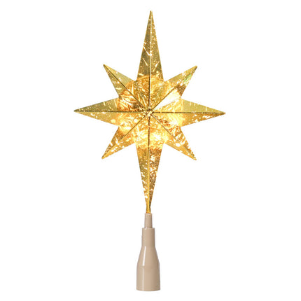 MUMTOP Christmas Tree Topper, Gold Christmas Star Tree Topper with Lights for for Christmas Tree Home Holidays Xmas Indoor Home Decor, 14 inch