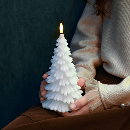 2PCS White Christmas Tree Flameless Candles, Battery Operated LED Candles, Timing Function
