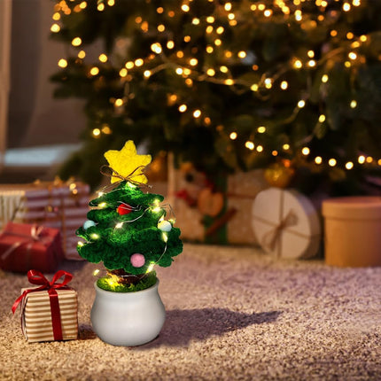 Crochet Christmas Tree Potted Plant: : Knitted Christmas Tree for Family Friends Classroom Home Office Decor (Dark Green)
