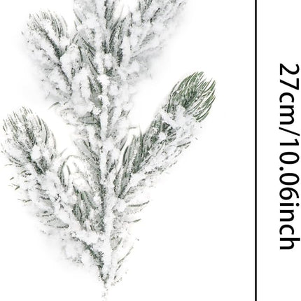 28 Pcs Artificial Flocking Pine Picks Snow Forest Artificial Pine Needles Branches Christmas Fake Greenery Tree Branches DIY Leaves for Christmas Wreaths Garden Party Holiday Decor (White, 28)