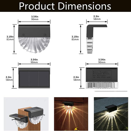 Solar Deck Lights,Solar Fence Lights Outdoor Waterproof Led,Outside Solar Step Lights For Backyard,Warm White/Color Glow Solar
