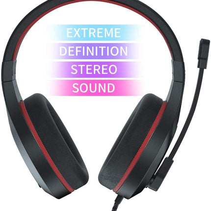 Anivia MH601 Headphones with Microphone Wired Headset with Active Noise Canceling Microphone, 3.5mm Audio Jack Stereo Headphone - Red (Game/Work/School)