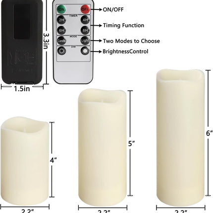 Set of 24 Waterproof Outdoor Flameless Candles, LED Candles with 4 Remote and Timer,(H 4" 5" 6" x D 2.2"),for Halloween Wedding Festiv