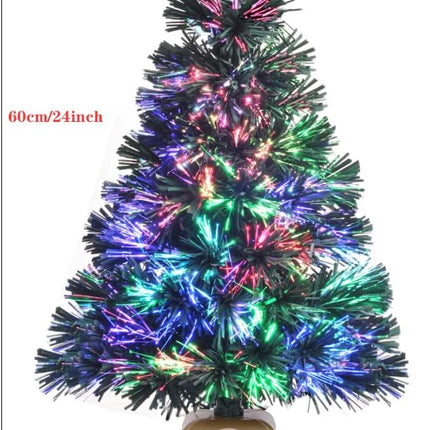 Pre-lit Mini Christmas Tree, Tabletop Artificial Fiber Optic Christmas Trees with Gold Base -24 Inch …