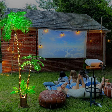 Artificial Palm Trees for Outside Patio,Lighted Palm Tree 6Ft LED Christmas Tree Fake Tropical Plant Light for Tiki Bar Pool Porch Deck Party