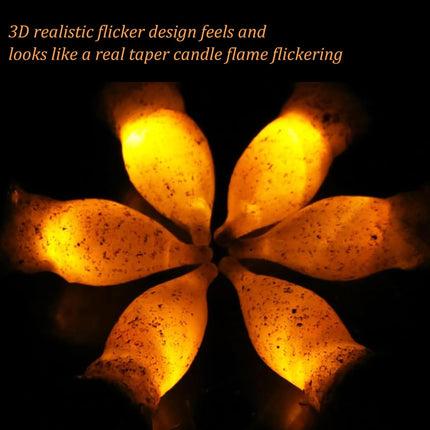 Taper Primitive Candles with Timer 6pcs Real Wax Hand Dipped Battery Operated Flameless Candles for Christmas Halloween Home Decor Church