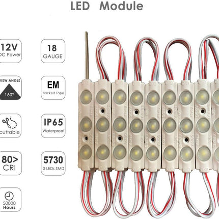 LED Module, LED Lights for Inflatables White 20pcs 9.8 Ft 5730 SMD 150LM Per LED Module IP65 Waterproof Decorative Light for Advertising Signs with Tape Adhesive Backside(White Light)