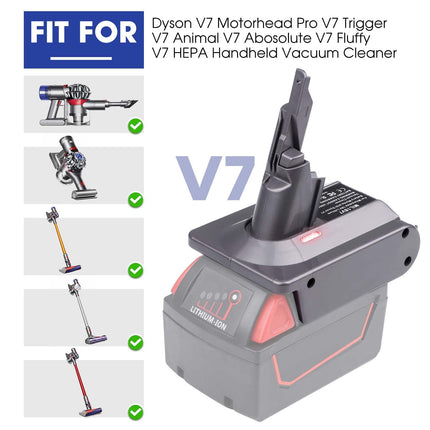 For Dyson V7 Battery Adapter For Milwaukee M18 18V Battery Convert To For Dyson V7 Sv11 Animal Cordless Stick Vacuum Cleaner Handheld Vacuum Converter Mil18V7 Adapter Only, No Battery