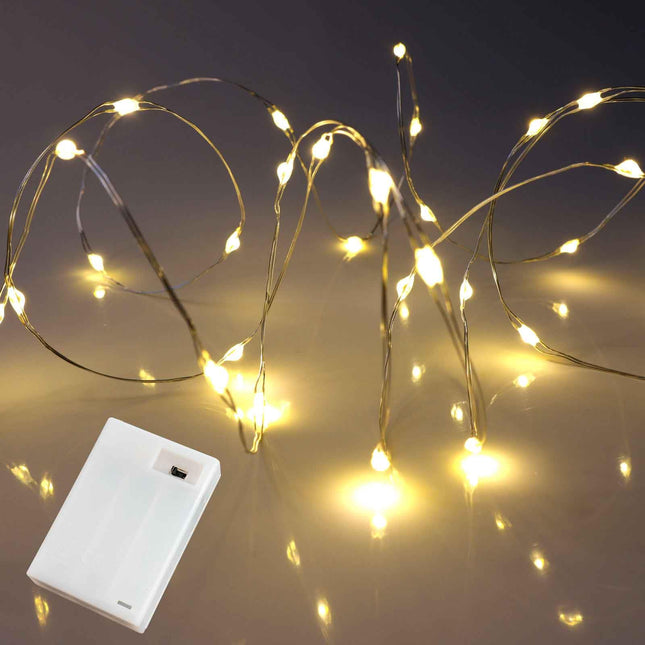 Warm White Fairy Lights Battery Operated with Timer Mode, 40 Micro LED Fairy Lights for Mason Jars, 6.5ft, Silver Wire Lights Indoor Use (Warm White)