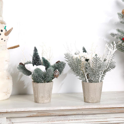 SUPREME XMAS 2 PCS Mini Christmas Tree, Christmas Table Centerpieces Decorations Artificial Small Christmas Tree with Ornaments for Indoor Home Thanksgiving Xmas Holiday Party Tabletop Decor