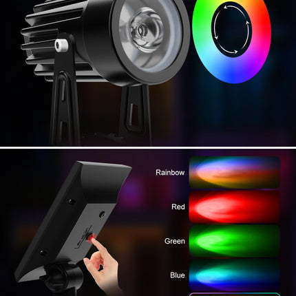 Color Changing Solar Powered Spot Lights Outdoor Waterproof Lanscape Spotlight Uplighting for Outside House, Yard, Tree, Garden, Patio, Flag, Lawn, Plant, 5 Modes RGB Accent Ambient Lighting (2-in-1)
