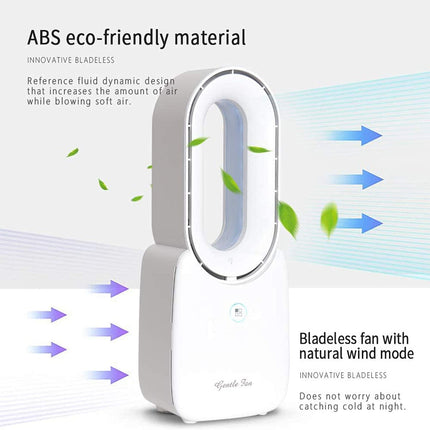 Misby Desk Fan, Portable Bladeless Fan 11.8 Inch Personal Cooling Fan With 4 Speeds, Leafless 5 Colors Led Lights Touch Control