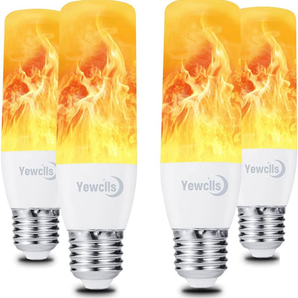 LED Flame Effect Light Bulbs - E26 LED Bulb with Gravity Sensor Flickering Light Halloween Christmas Decoration Indoor Outdoor Party Hotel Bar Atmosphere Decoration - 4 Pack