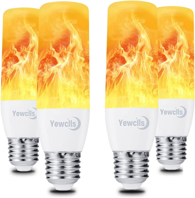 LED Flame Effect Light Bulbs - E26 LED Bulb with Gravity Sensor Flickering Light Halloween Christmas Decoration Indoor Outdoor Party Hotel Bar Atmosphere Decoration - 4 Pack