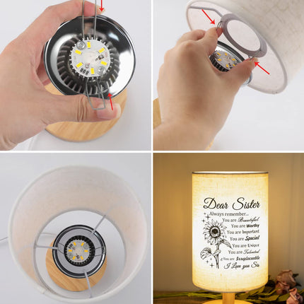 Sister s, Sister Christmas s Fabric Lamp, Christmas s for Sister, Sister Birthday s Table Lamp with Wooden Stand Anniversary Wedding Birthday s for Sisters