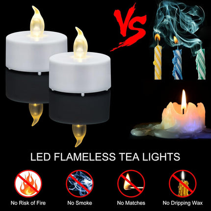 LED Tea Lights Candles- 24PACK Flameless Candles Realistic and Bright Flickering Long Lasting 200Hours for Holiday Celebration,Home Decoration Warm White