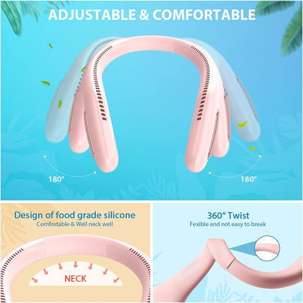 Matekxy Portable Neck Fan, Mini HandsFree Fan With Quiet And Lightweight, Personal Bladeless Fan Neck Cooler For Indoor Outdoor