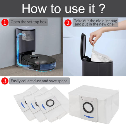 Uniqus 10 Pack Vacuum Cleaner Filter Bags Compatible With Ecovacs Deebot X1 Omni Turbo T10 T20 Robot Vacuum Cleaner…
