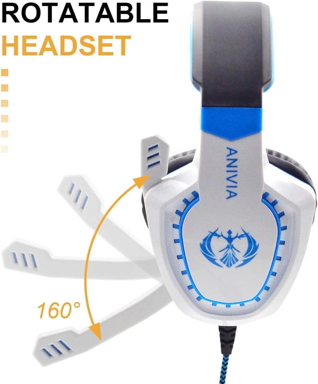 Anivia Over Ear Headphones Wired with Microphone - Stereo Surround Sound Headsets Gaming Headset with HD Mic, Bass, Noise Isolating, Volume-Control for Multi-Platforms