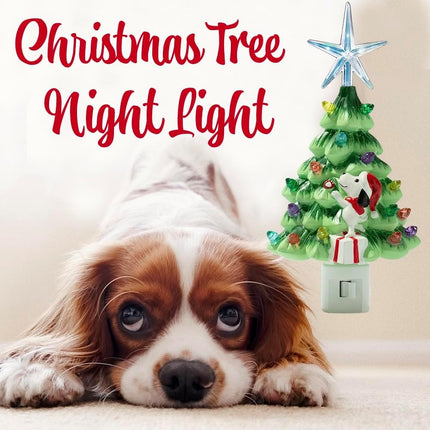 iHeartDogs Christmas Tree Dog Night Light - Nostalgic, Hand Crafted Christmas Tree, Kitchen, Family Room, Bathroom