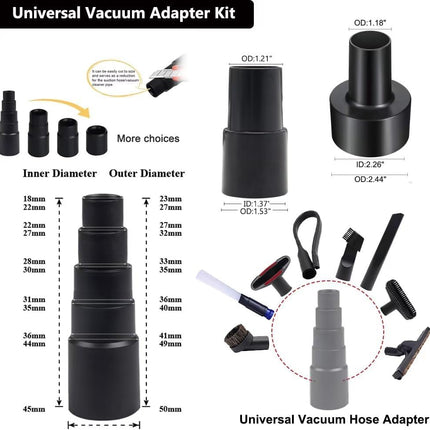 11 Pcs Vacuum Attachments For Shop Vac Accessories To 2 12 To 1 14 To 1 38 & 1 78 To 1 Vacuum Hose Adapter Kit, Vacuum Cleaner Accessories With Universal Vacuum Hose Adapters