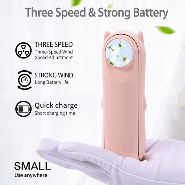 Personal Fan Handheld Mini Fan, 3 In 1 Hand Fan Foldable, Portable Fan Usb Rechargeable Small Pocket Fan Make Up Fan, 2500Mah