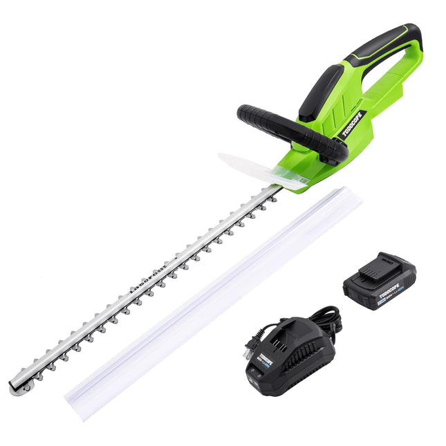 TODOCOPE 20V Cordless 23 Inch Quick Charge 2.0AH Battery Powered Hedge Trimmer, Dual-Action Blade, 5/8" Cutting Capacity & 5 lbs Lightweight Electric Bush Trimmer, Green, (TDC-CHT20)