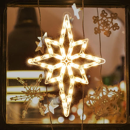 18" 50 Lighted Bethlehem Star Christmas Light Window Sculpture Decoration