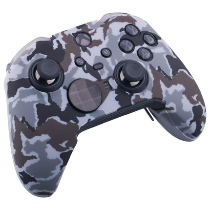 1 x Protective Customize Transfer Print Silicone Cover Skin Camougrey + 6 Thumb Grips Analog Caps for Xbox Elite Series 2 Controller