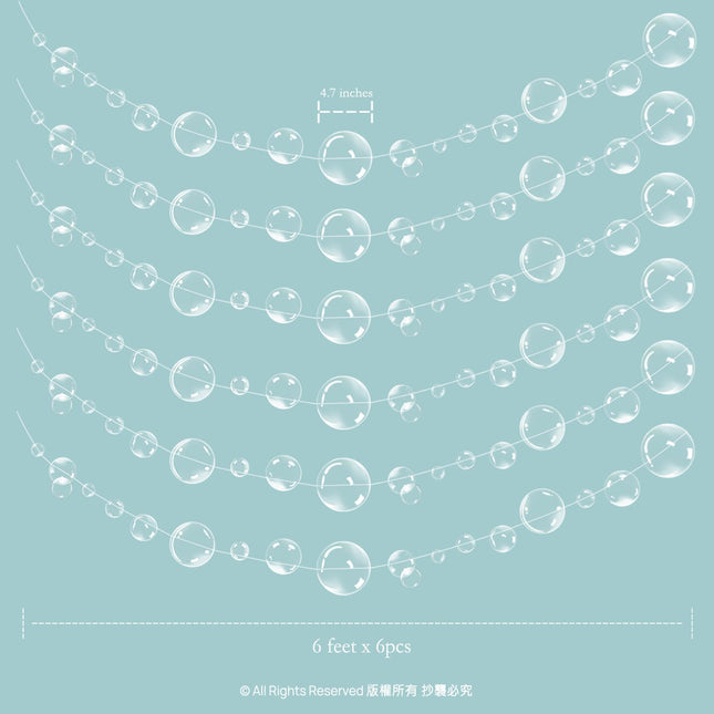 Decor365 6 Strings Under The Sea White Bubble Garlands Little Mermaid Birthday Party Decorations Bubble Under Water Bday Hanging Streamer Beach Banner Underwater Backdrop Kids Ocean Party Supplies