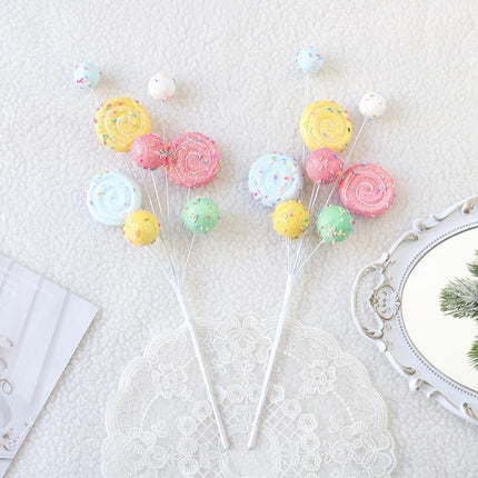 2Pcs Christmas Tree Picks Branch Decorations Macaron Christmas Tree Topper Ornaments Candy Spray Picks Christmas Candy Twigs Stems for Xmas Tree Wreath Decoration Year Party Decorations
