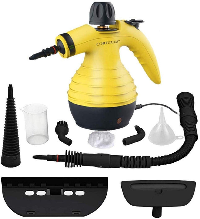 Comforday Multipurpose Handheld Pressurized Steam Cleaner With 9Piece Accessories, Perfect For Stain Removal, Curtains, Car Seats, Floor, Window Cleaning